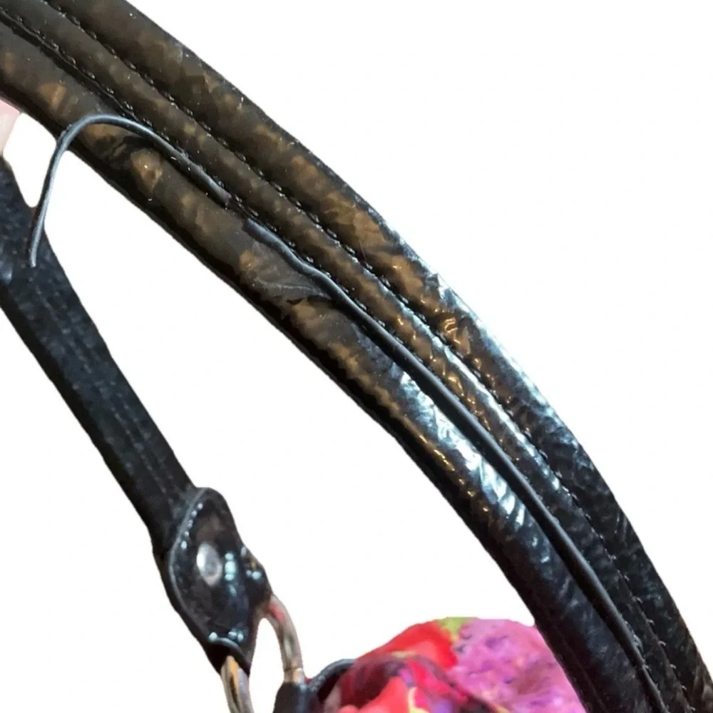 Wilsons Elli Vi Leather Floral Multicolor Shoulder Tote with Black Trim - Picture 3 of 5